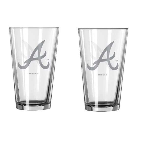 Signed And Sealed Atlanta Braves Pint Frost Design Glass Set - 2 Piece SI3350192 - main